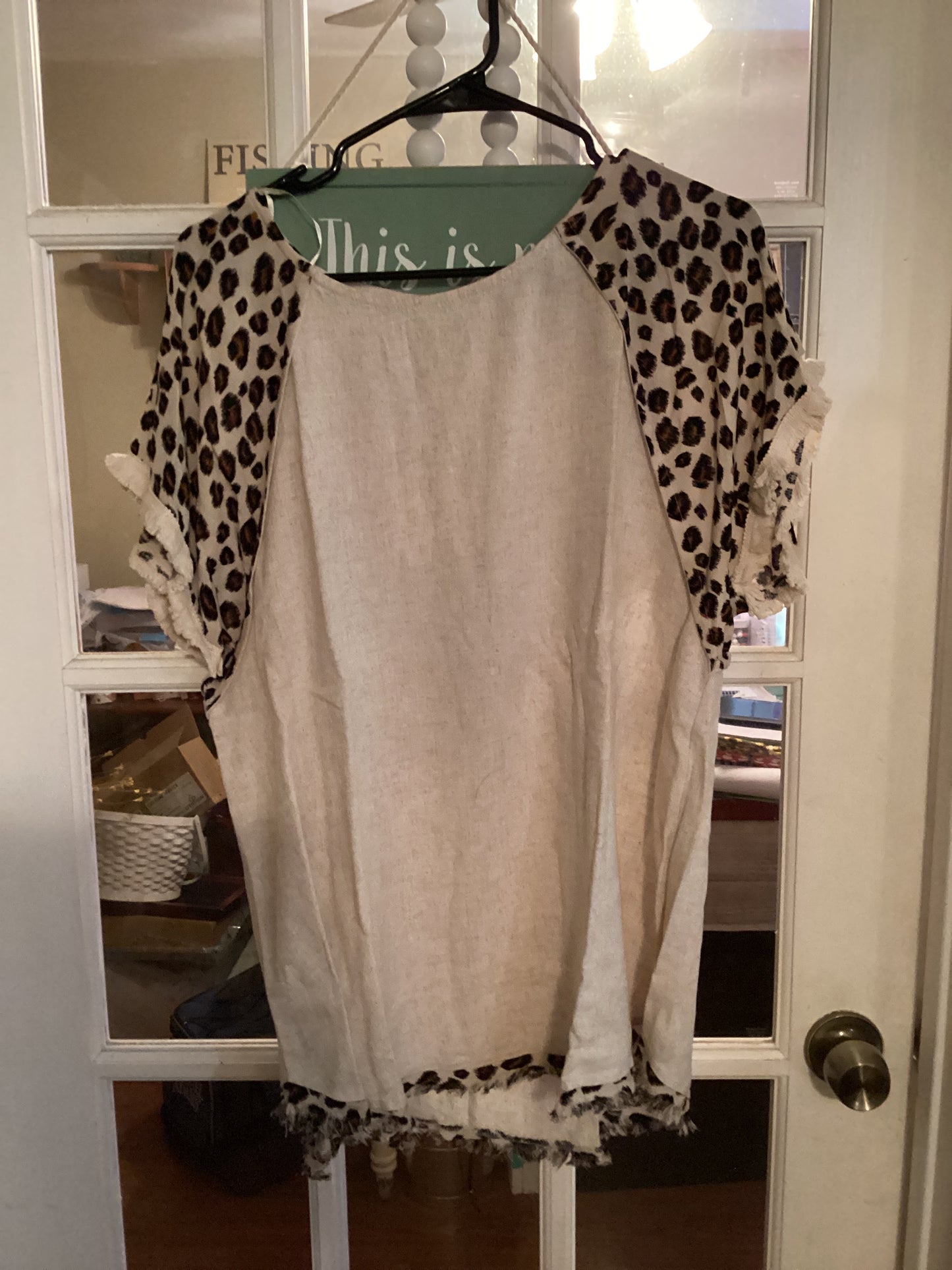 Oatmeal with Fun Animal Print Trim