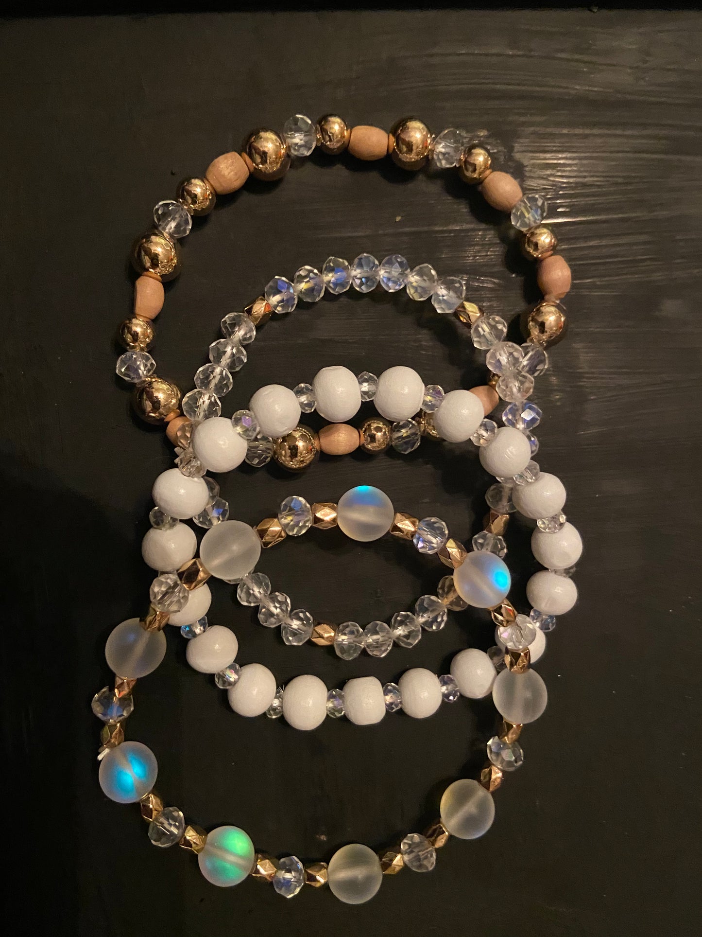 White Carmel Valley Beaded Bracelet Set