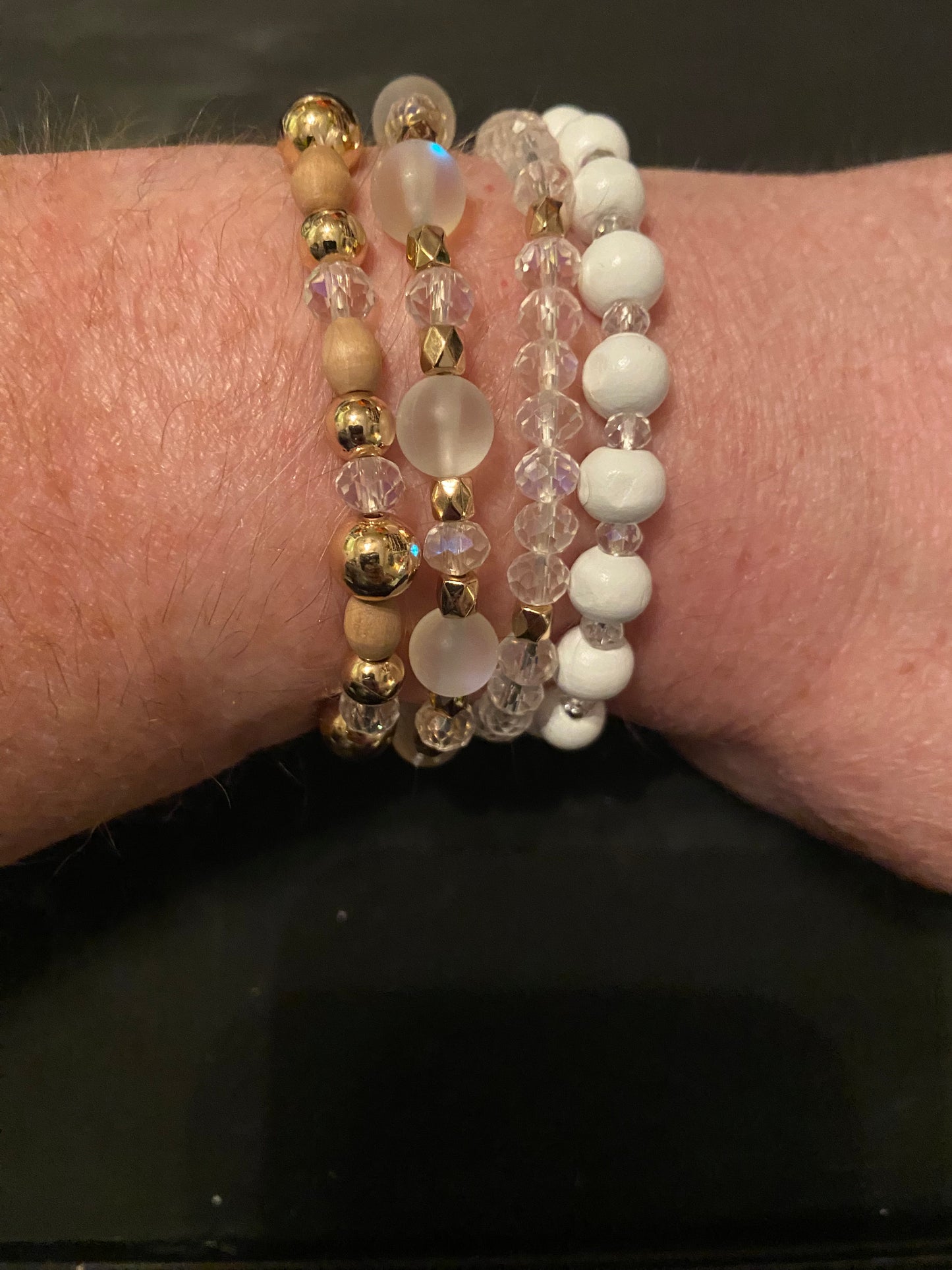 White Carmel Valley Beaded Bracelet Set