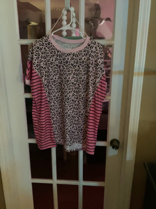 Pink Leopard Print Top
